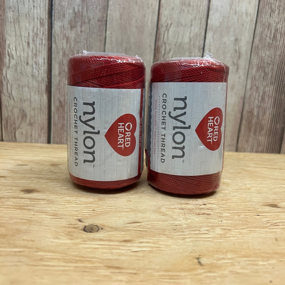 Lot of 2 Red Heart Nylon Crochet Thread Size 18 (Red / Rouge / Rojo)